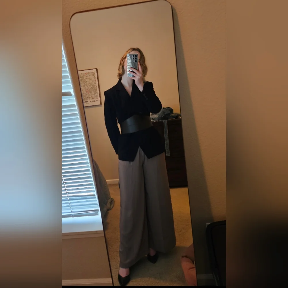 Tronjori Tan Flowy Wide-Leg Pants NWT - Picture 3 of 12